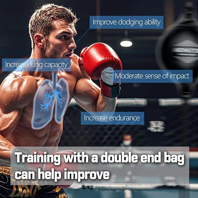 Double End Bag, (Classic Style Upgraded),Improve Reaction Speed, Boxing Equipment, Durable, Double End Punching Bags, Home Gym, Floor to Ceiling, for Boxing (Shipped from The U.S)