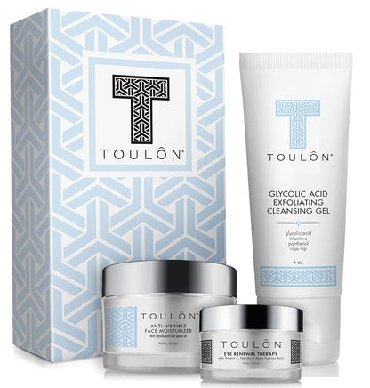 Anti Aging Skin Care Kits for Her or Him Glycolic Acid Face Cleanser/Alpha Hydroxy Face Wash, Glycolic Acid 10% Daily Moisturizer & Eye Cream for Dark Circles. Skincare Set Kit for Women & Men