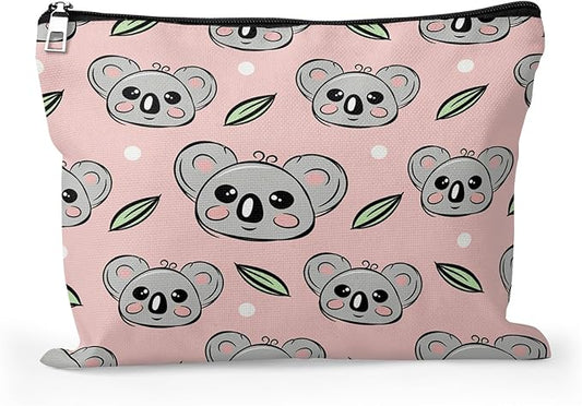 Cafl Cute Koala Face Makeup Bag Koala Cosmetic Bag for Women Large Capacity Make Up Bag Portable Travel Toiletry Pouch Organizer 10 * 8inch