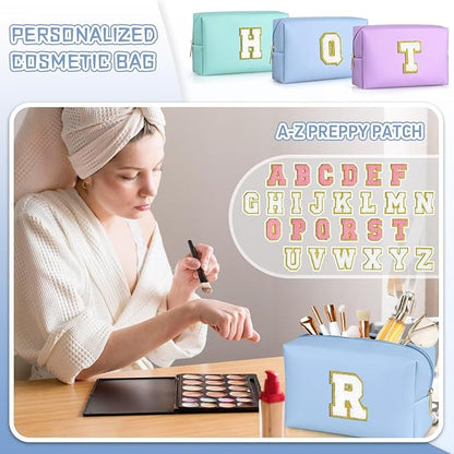 TOPEAST Birthday Gifts for Women, Small Makeup Bag Personalized Initial Cosmetic Bag Birthday Gifts for Women (Sky Blue J)