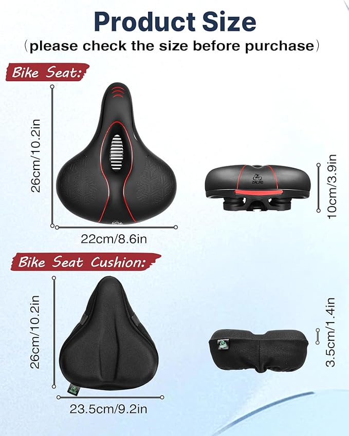 Zacro Bike Seat Comfort for Women Men