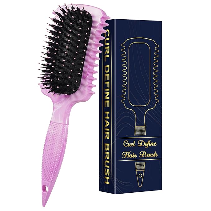 Curl Defining Brush, Volume Curly Hair Brush Products for Effortlessly Detangling Shaping and Styling Women's Men's Curls on All Wet or Dry Hair Types, Reduces Frizz (Marble Purple)
