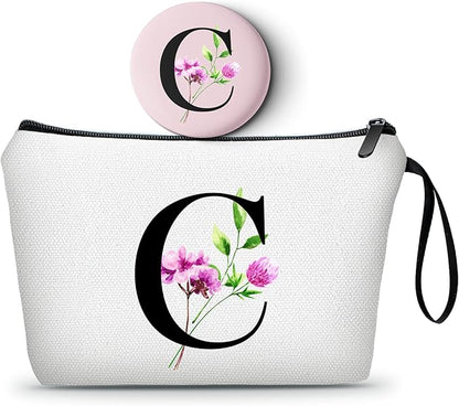 SEAMOON Happy Birthday Friendship Womens Bridesmaid Coolest Gifts for Sister Teacher Coworkers Personalized Travel Makeup Cosmetic Bag with Mirror Valentines Mothers Day Christmas Graduation C