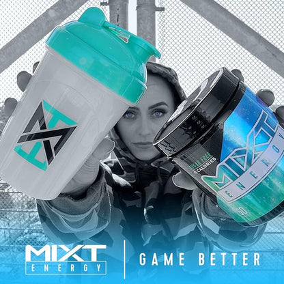 MIXT Energy Shaker Bottle, 16 oz. Shaker Bottle, BPA Free & Lid Mixing Technology (16 oz, Teal)