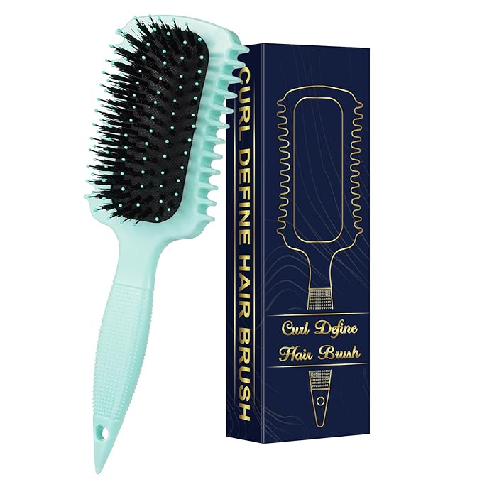 Curl Defining Brush, Volume Curly Hair Brush Products for Effortlessly Detangling Shaping and Styling Women's Men's Curls on All Wet or Dry Hair Types, Reduces Frizz (Green 1PC)
