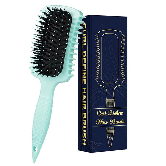 Curl Defining Brush, Volume Curly Hair Brush Products for Effortlessly Detangling Shaping and Styling Women's Men's Curls on All Wet or Dry Hair Types, Reduces Frizz (Green 1PC)