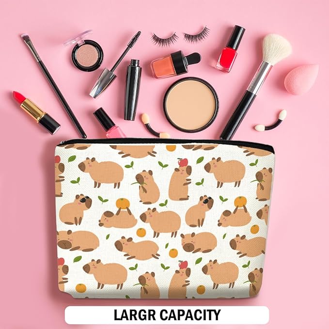 Capybara Makeup Bag, Capybara Gifts for Women, Capybara Lovers Cosmetic Bag Travel Organizer Bags Makeup Pouch, Capybara Stuff Animal Lovers Gifts for Girls Friend Aunt Christmas birthday Gifts