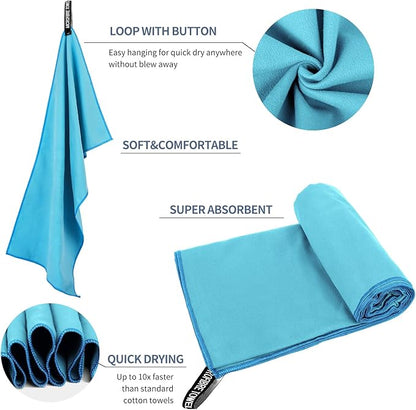 Microfiber Travel Towel (XS:12"×24" -MarineBlue)