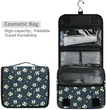 senya Hanging Travel Toiletry Bag Kit Boys Makeup Case Cosmetics Organizer for Men Women (-326- Football)
