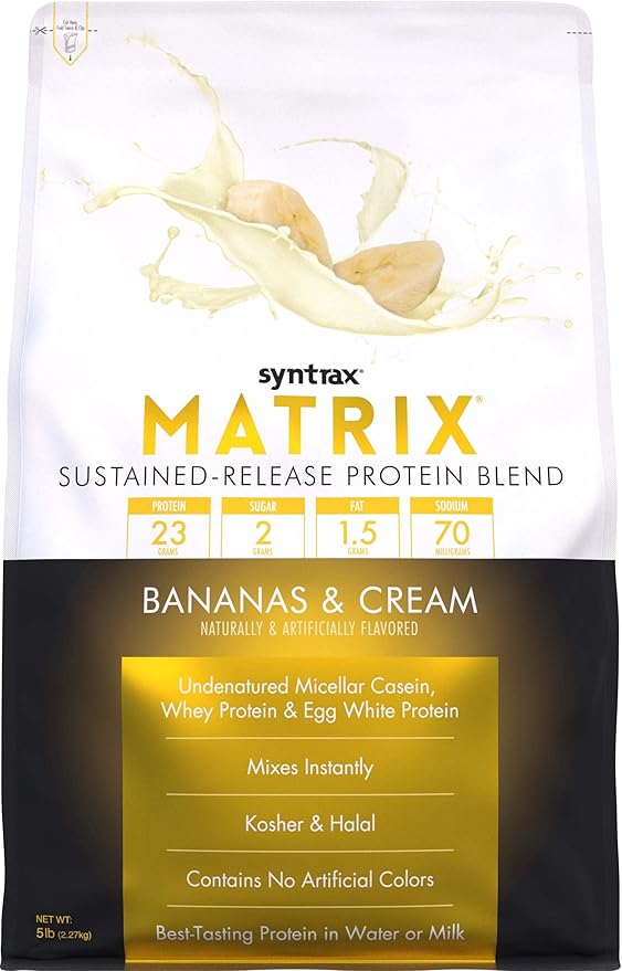 Syntrax Nutrition Matrix, Sustained-Release Protein Blend, Bananas and Cream, 5 lb