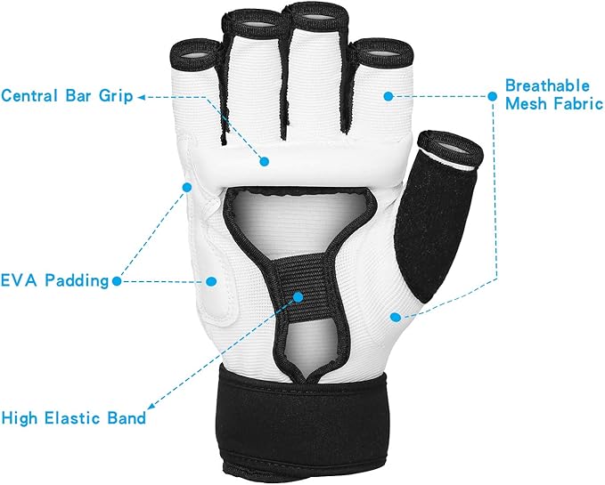 Half Finger Kickboxing Gloves - Also Fit for Taekwondo Sparring,Training Light Workouts, Muay Thai, Martial Arts(Karav MAGA),Karate,Shadow Boxing,Cardio Kickboxing Class,Combat Class