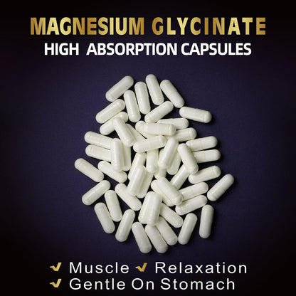 Magnesium Glycinate 400 MG per Serving 100% Chelated for High Absorption, Gentle On Stomach, Non-GMO, 180 Vegetarian Capsules