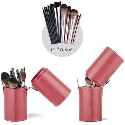 Narwey Makeup Brush Holder Travel Brushes Case Bag Cup Storage Dustproof for Women (Red)