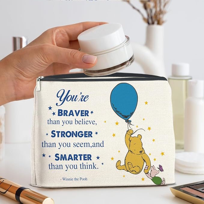 YeleY Friendship Inspirational Winnie the Pooh for Women Winnie the Pooh Cosmetic Makeup Bag for Teens Women Friends Sisters Daughter