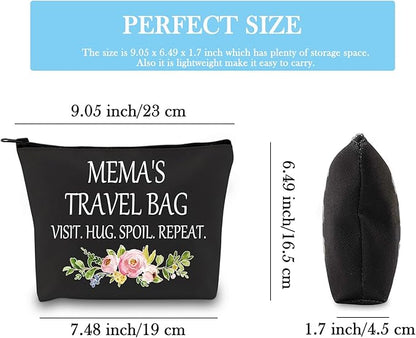 GJTIM Mema Cosmetic bag Grandma Mema Mother’s Day Birthday Appreciation Gift Travel Toiletry bag for Mema (Mema's Travel Black)
