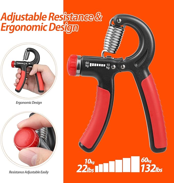 Grip Strength Trainer 22-132Lbs (10-60kg), (10-60kg), Forearm