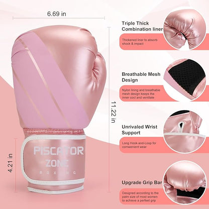 Pro Style Boxing Gloves Punching Bag Gloves for Women, PU Leather Gloves for Training Muay Thai, Sparring, Fighting Kickboxing,Heavy Punching Bag Gloves for Ladies