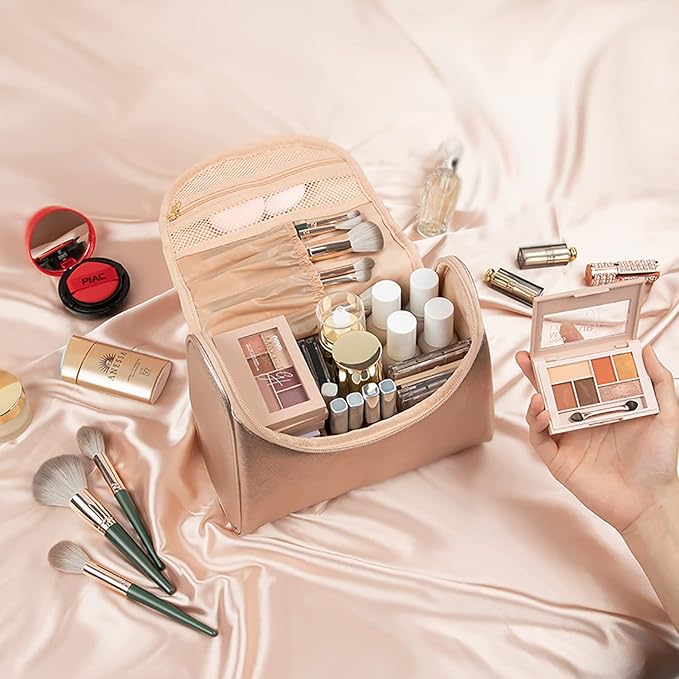 Ethereal Travel Makeup Bag, Rose Gold Makeup Bag for Women Portable Makeup Organizer Bag Large Capacity Toiletry Bag for Travel Accessories