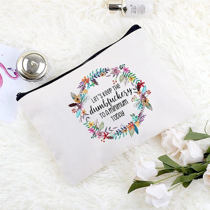 Funny Canvas Cosmetic Bag Makeup Bags Cute Travel Bag Birthday Gifts for Women