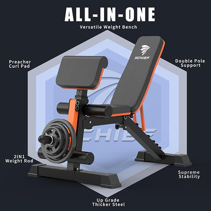 Adjustable Weight Bench - 1000 LBS Heavy Duty