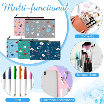 Reginary 20 Pieces Nurse Cosmetic Bag Nurse Practitioner Gifts for Women Nursing Makeup Bag Canvas Cosmetic Cute Pouch for Purse