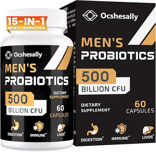 Probiotics for Men, Men Care Supplement, Gut health for men, 500 Billion CFUs & 12 Strains, Mens probiotic with Turmeric, Cranberry, Goji, for Digestive, Immune & Bloating Health, 30-Days Supply