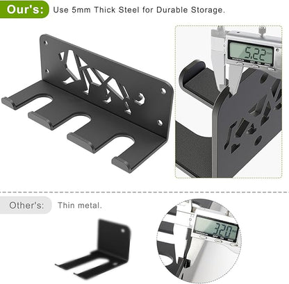 Kipika Versatile Wall Mounted Barbell Holder with Hooks Storage Rack for Barbell Bars Holds Under 33mm Bar Size and Fitness Accessories Space-Efficient Gym Organization for Home & Commercial Use