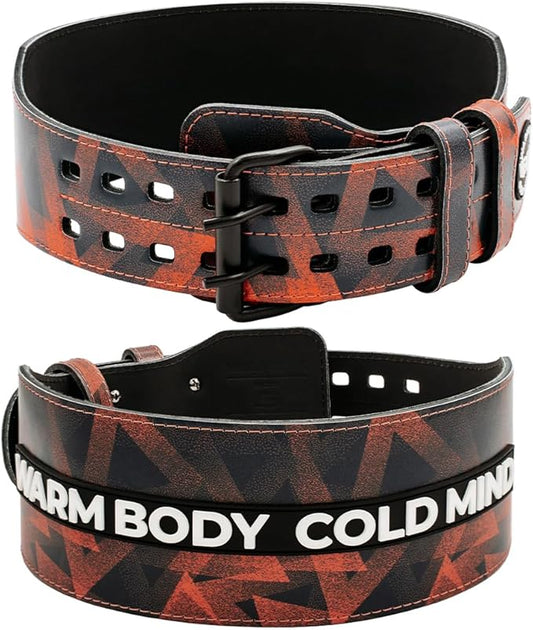 WARM BODY COLD MIND Leather Weight Lifting Belt 4" Adjustable