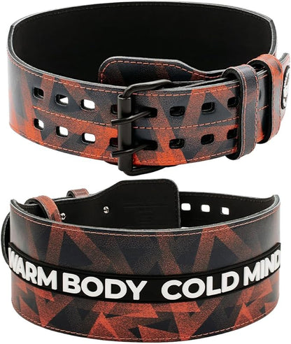 WARM BODY COLD MIND Leather Weight Lifting Belt 4" Adjustable