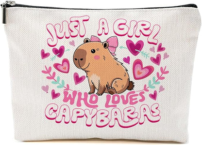 Funny Capybara Makeup Bag, Capybara Gifts for Women, Capybara Lovers Cosmetic Bag Travel Organizer Bags Makeup Pouch, Capybara Stuff Animal Lovers Gifts for Girls Niece Christmas birthday Gifts