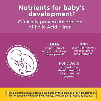 Nature Made Prenatal with Folic Acid + DHA, Prenatal Vitamin and Mineral Supplement for Daily Nutritional Support, 110 Softgels, 110 Day Supply