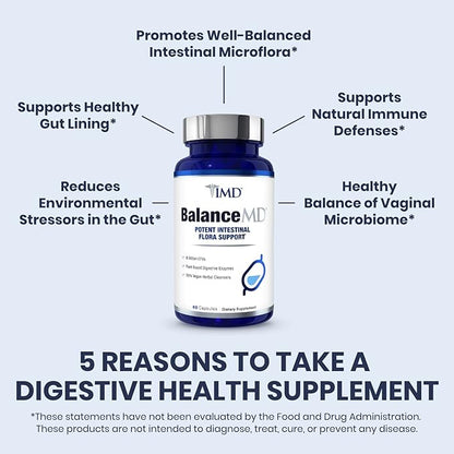 1MD Nutrition BalanceMD Vaginal Probiotics | Oregano & Caprylic Acid with Lactobacillus & Digestive Enzymes | Promotes Intestinal Flora Balance | 120 Capsules