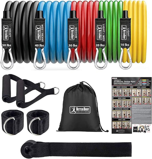 Home Spirit, 12 Minute Toning Gym Resistance Band, 150lbs Strength