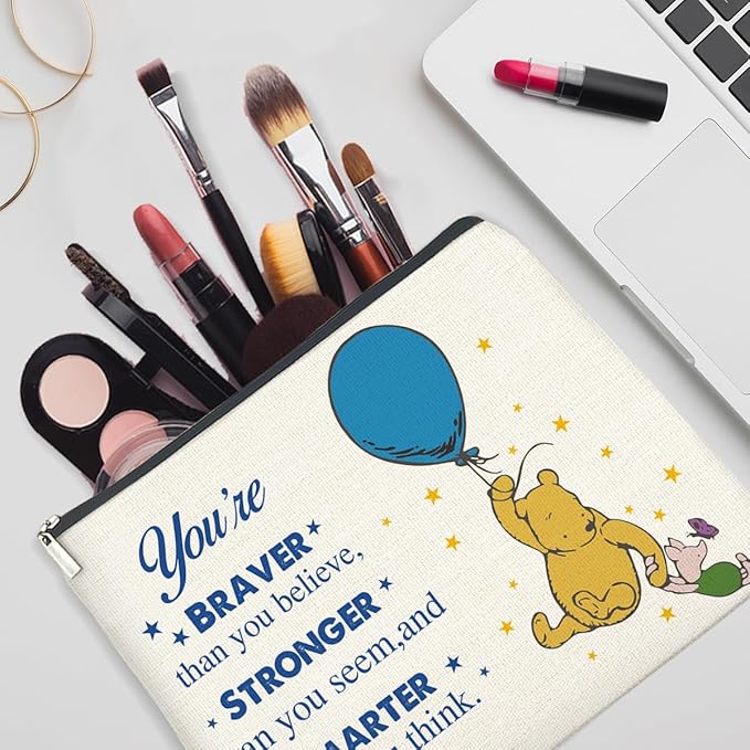YeleY Friendship Inspirational Winnie the Pooh for Women Winnie the Pooh Cosmetic Makeup Bag for Teens Women Friends Sisters Daughter