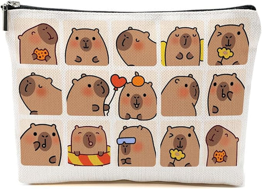 Cute Capybara Makeup Bag, Capybara Gifts for Women, Capybara Lovers Cosmetic Bag Travel Organizer Bags Makeup Pouch, Capybara Stuff Animal Lovers Gifts for Girls Nurse Christmas birthday Gifts