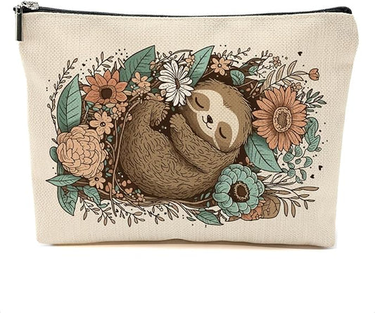 Cute Sloth Makeup Bag Sloth Gifts Cosmetic Bag Sloth Stuff Animal Lover Gifts for Women Girls Friend Daughter Sloth Gift Travel Organizer Zipper Pouch Graduation Birthday Friendship Gifts