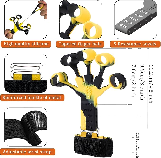 Grip Strength Trainer with Forearm Strengthener Recover(5 PCS)
