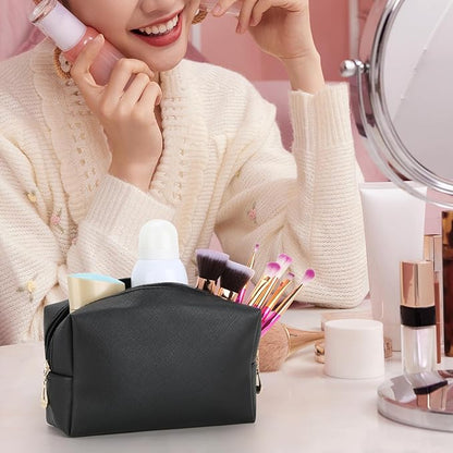 HAOGUAGUA Makeup Bag Pouch Purse Organizer Waterproof Travel Cosmetic Organizer for Women Girl Medium Size (Black)