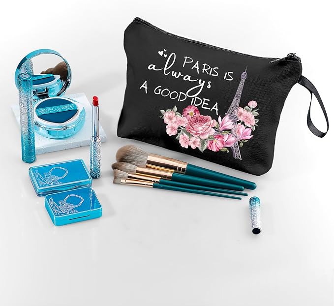 Paris Travel Gifts - Unique Cosmetic Bags for Women, Make Up Bag for Traveling for Her