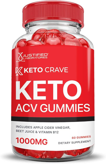 (2 Pack) Keto Crave Keto ACV Gummies Advanced Formula 1000MG Keto Crave Keto Gummies Apple Cider Vinegar Formulated with Pomegranate Beet Juice Powder B12 Vegan Non GMO 120 Gummys