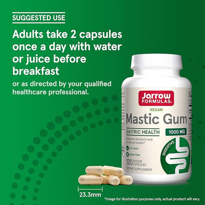 Jarrow Formulas Mastic Gum 1000 mg, Dietary Supplement for Gastrointestinal Health Support, 120 Veggie Capsules, 60 Day Supply, Pack of 12