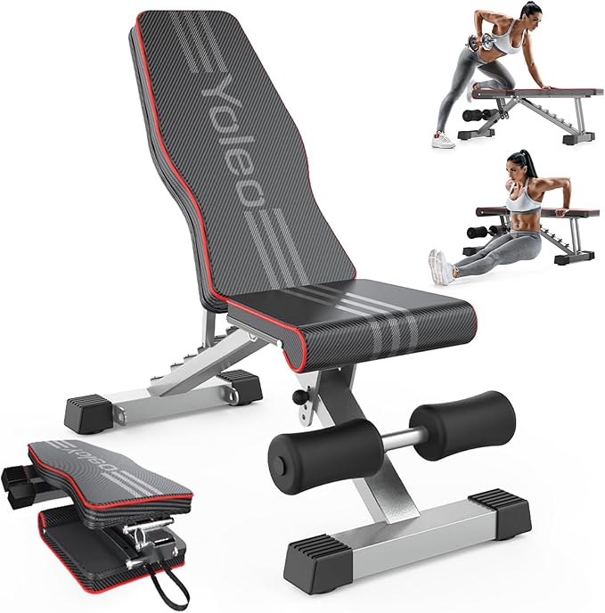 Yoleo Adjustable Weight Bench for Full Body Workout;