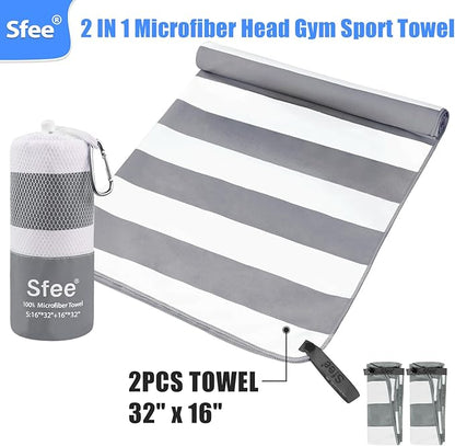 Sfee 2 in 1 Microfiber Travel Towel 32''x16'')