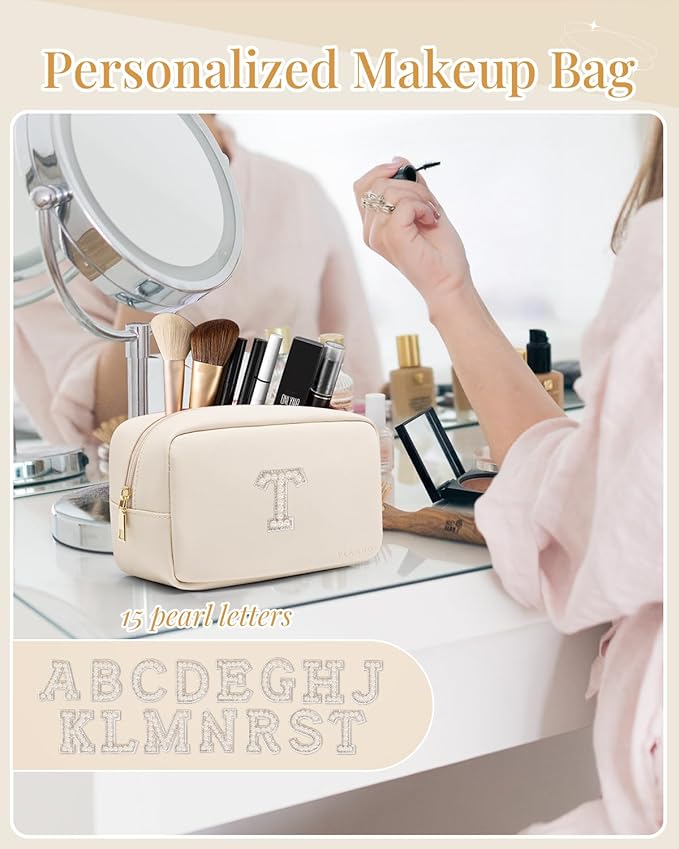 Vlando Teacher Appreciation Gifts for Women Travel Makeup Pouch Toiletry Bag Gift for Mother Friends Cute Desktop Cosmetic Organiser T