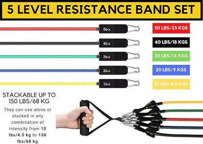 Home Spirit, 12 Minute Toning Gym Resistance Band, 150lbs Strength