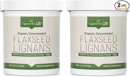 Lignans for Life - Natural Bulk Ground Flaxseed Powder - Omega 3 & 6 Fatty Acids Filled High Fiber Antioxidants - Support Healthy Heart & Hair, Healthy Immune System - 60 Servings 80mg per tab, 2 Pack