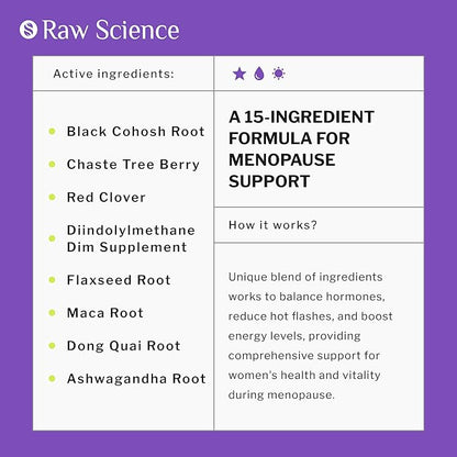 Menopause Supplements for Women - Black Cohosh for Menopause Hot Flashes, Night Sweats & Hormone Balance with DIM, Vitex, Dong Quai, Red Clover - Complete Menopause Support Vaginal Health, 60 Capsules