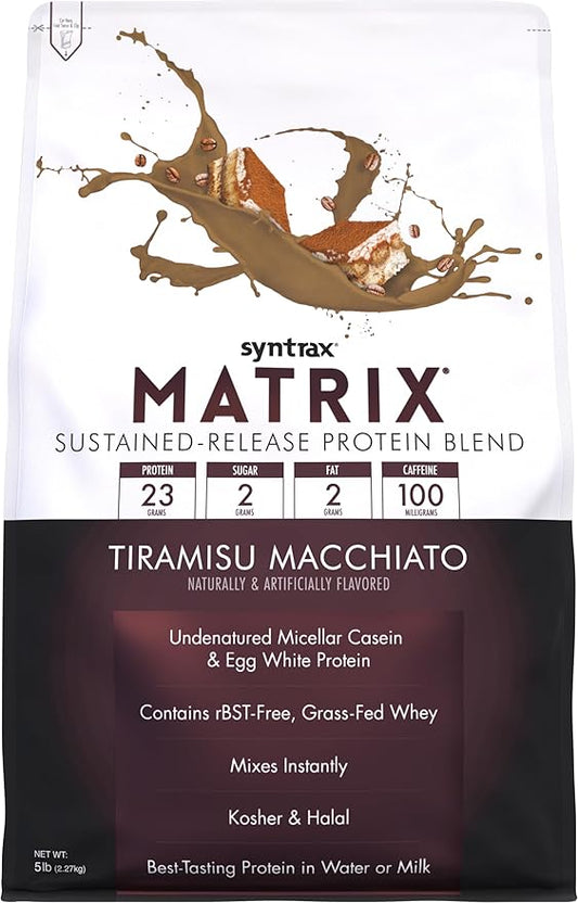 Syntrax Nutrition Matrix, Sustained-Release Protein Blend, Tiramisu Macchiato, 5 lb