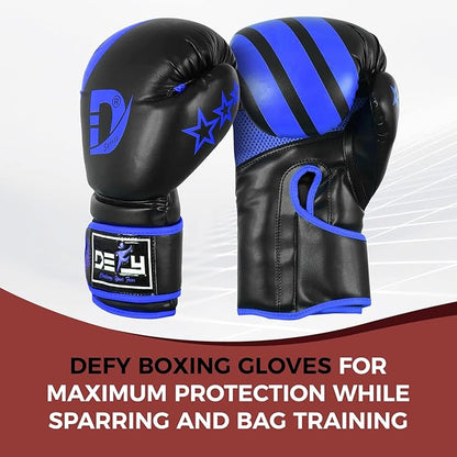 DEFY Marvelous Boxing Gloves for Men & Women Training Muay Thai Kick Boxing Leather Sparring Heavy Bag Workout MMA Gloves