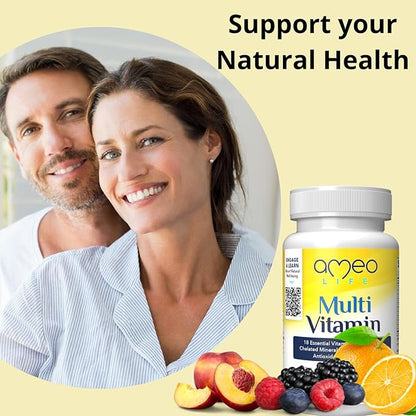 Chelated Daily Multivitamins for Adult Men and Women - Multi Vitamin Supplement with Zinc, Biotin, Iodine, Chromium, Manganese and Vitamins A, B6, B12, C, D and E - 60 Capsules